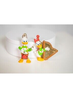 Vintage Walt Disney Co. Daffy Duck / Daisy Duck Drummer Boy Christmas Ornaments